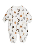 Load image into Gallery viewer, Organic Cotton Long Bubble Romper – Animal Frame Print
