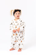 Load image into Gallery viewer, Organic Cotton Long Bubble Romper – Animal Frame Print
