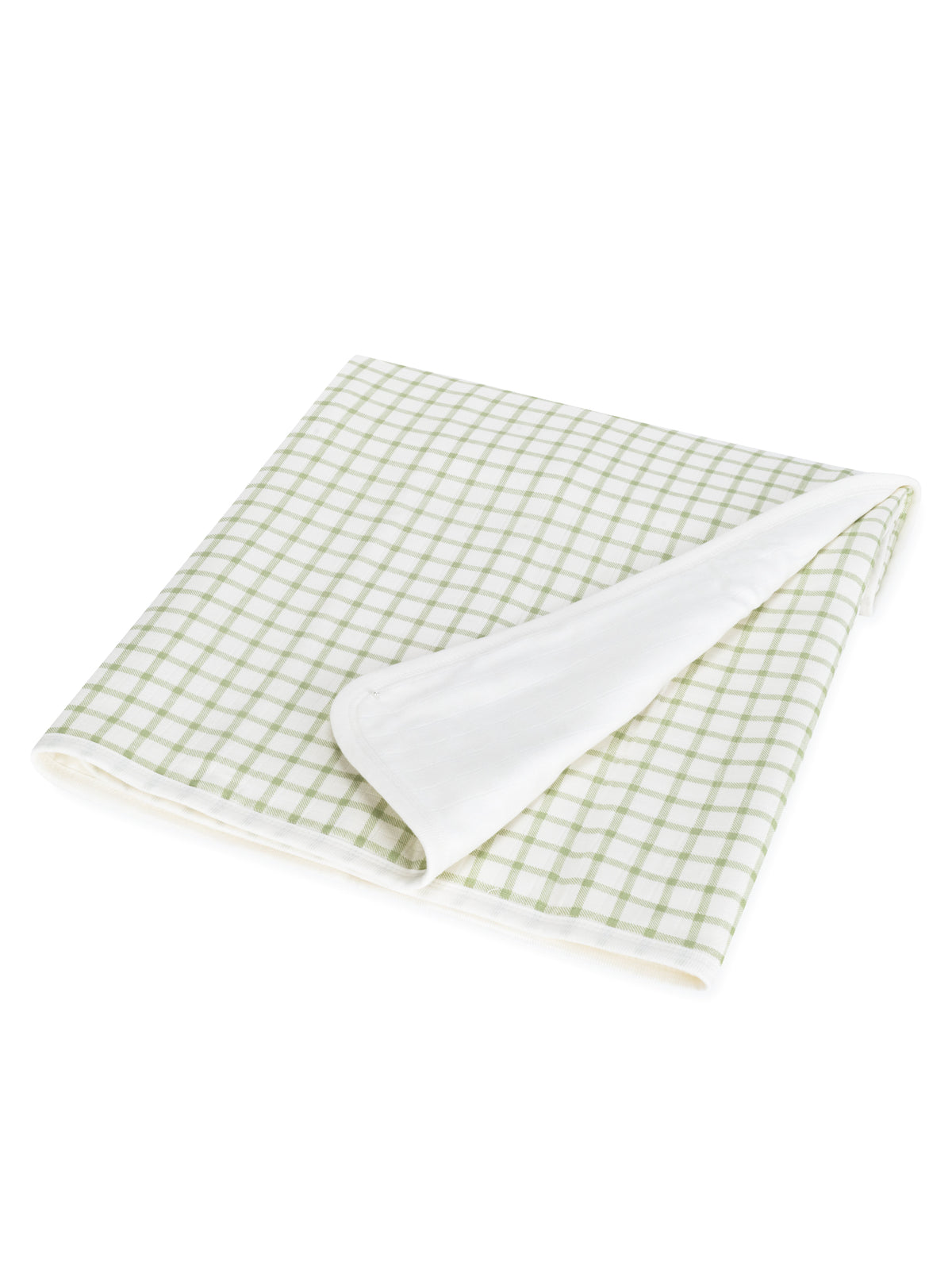 Muslin Blanket - Sage Windowpane / White