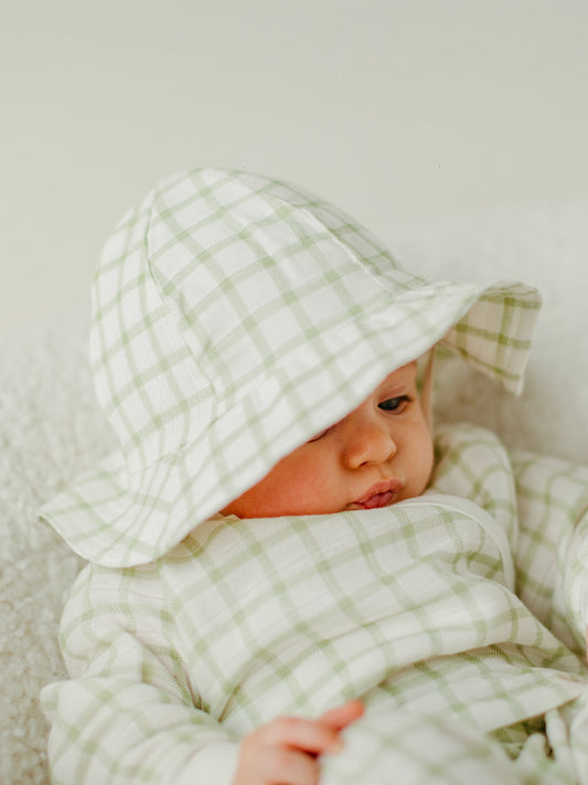 Muslin - Sunhat - Sage Windowpane