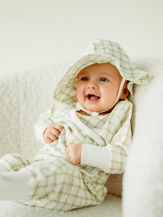 Muslin Side Snap Top & Pant Set - Sage Windowpane
