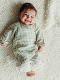 Load image into Gallery viewer, Muslin Side Snap Kimono - Sage Windowpane
