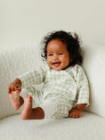 Load image into Gallery viewer, Muslin Side Snap Kimono - Sage Windowpane
