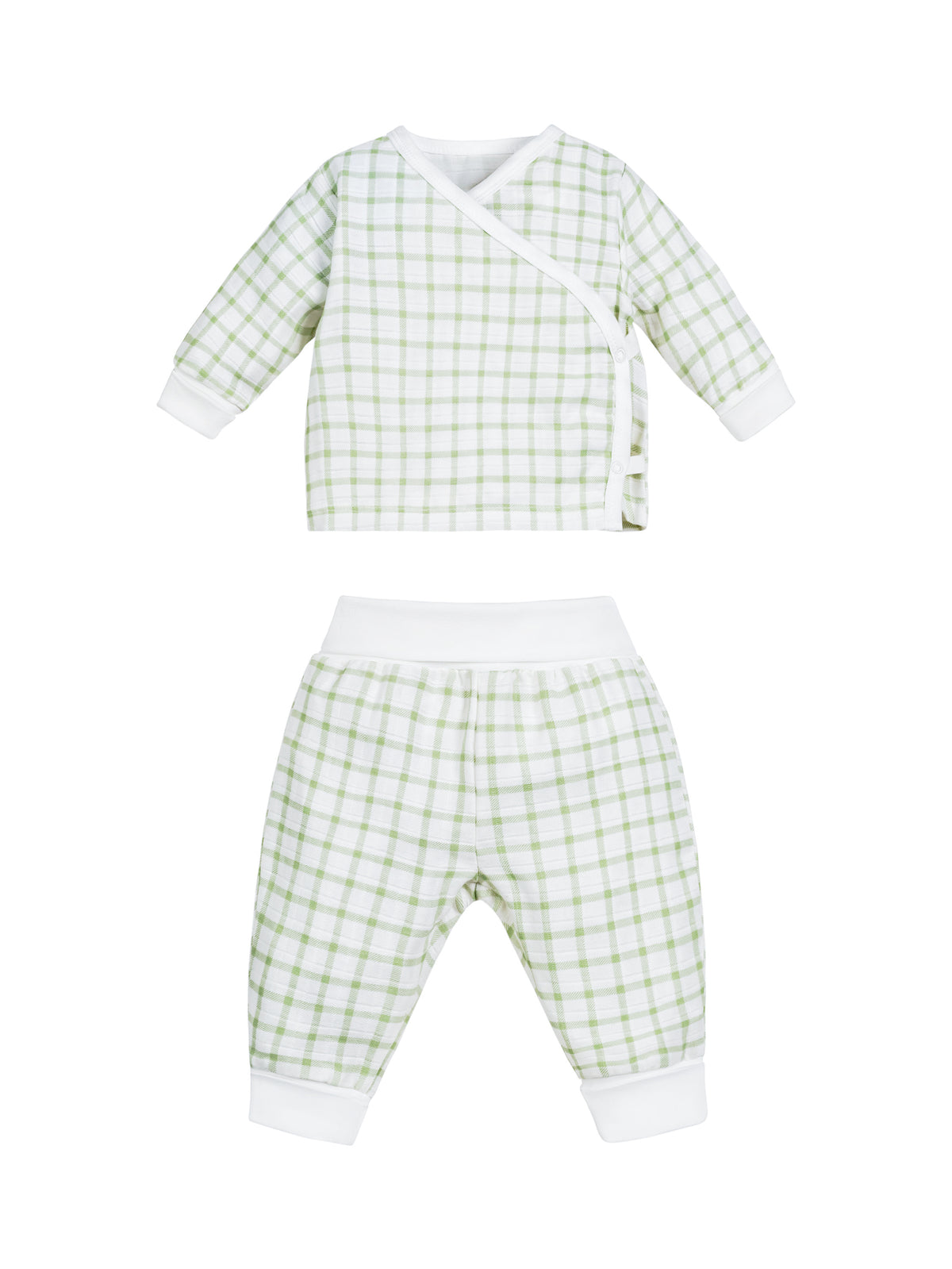 Muslin Side Snap Top & Pant Set - Sage Windowpane