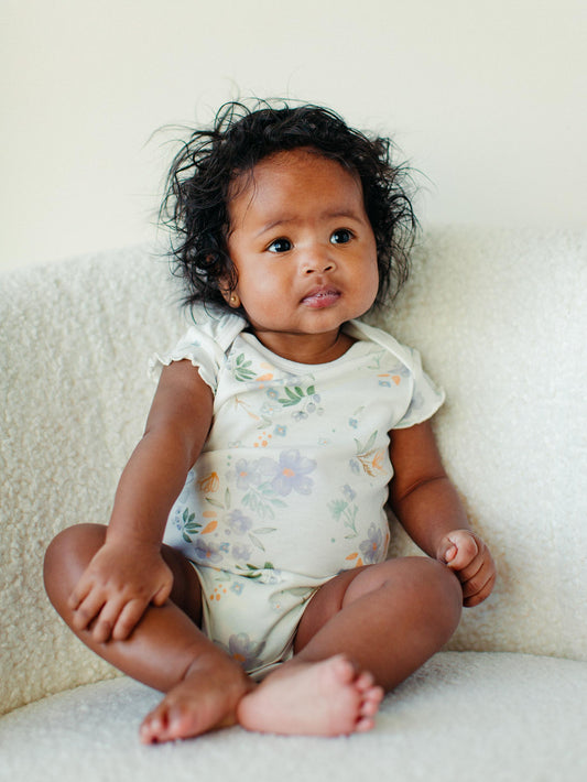 Onesie/Bodysuit - Flutter Sleeves - Modern Daisy