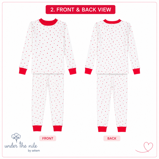 Organic Cotton Toddler Long Johns – Red Hearts