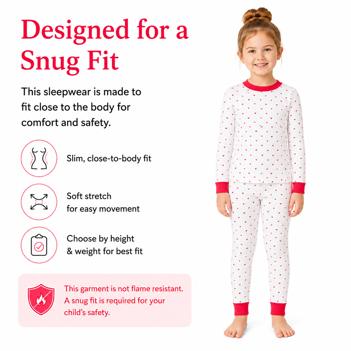 Organic Cotton Toddler Long Johns – Red Hearts