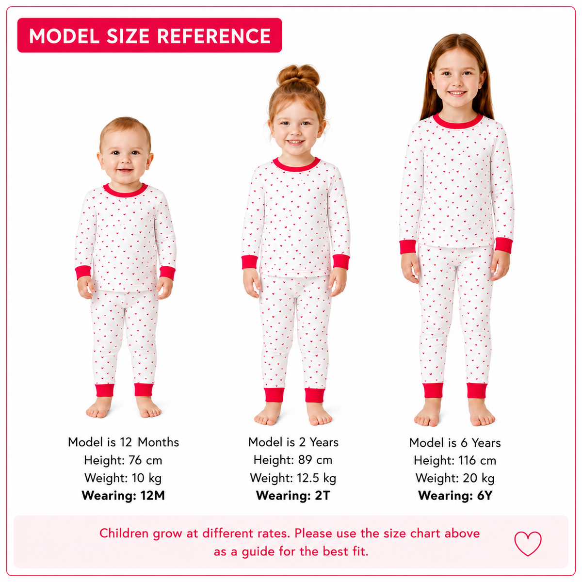 Organic Cotton Toddler Long Johns – Red Hearts