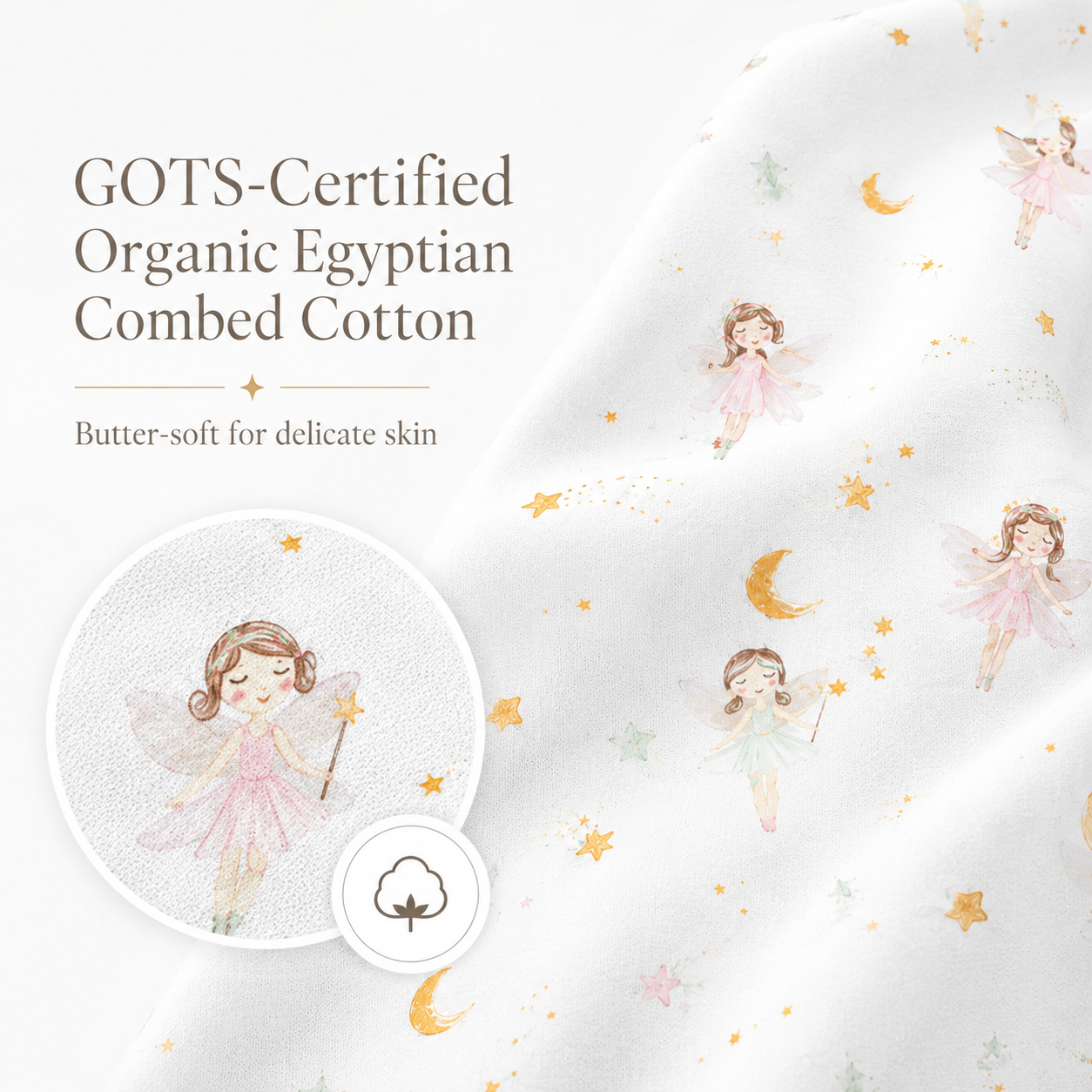 Organic Egyptian Cotton Receiving Blanket – Dreamland Girls Print