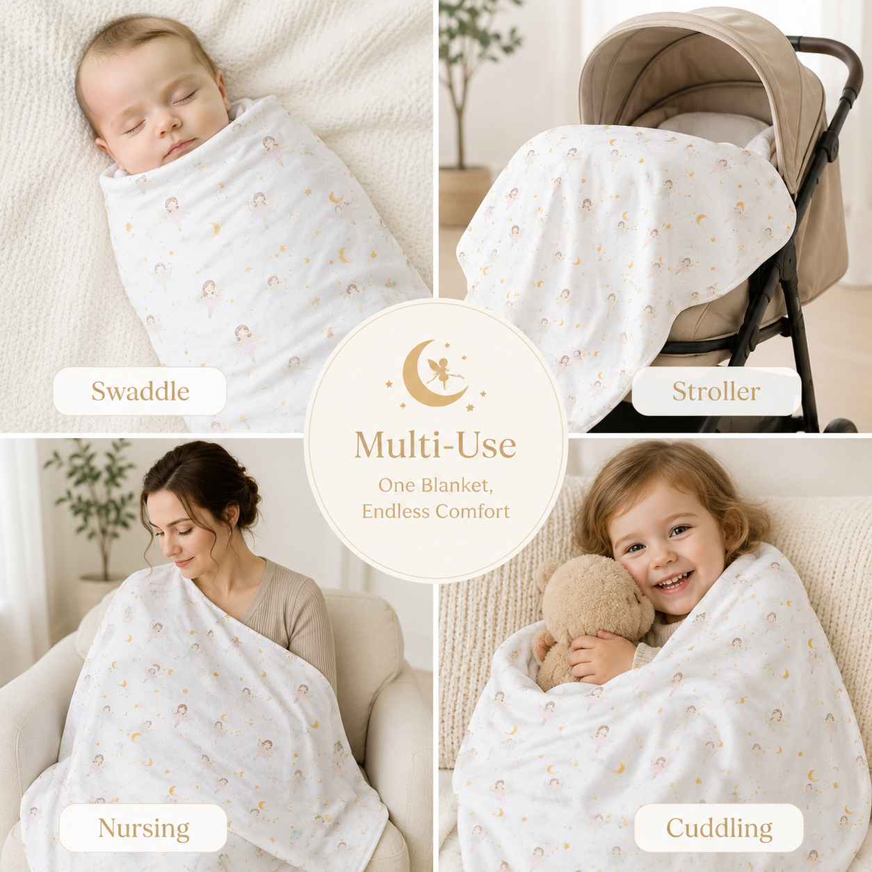 Organic Egyptian Cotton Receiving Blanket – Dreamland Girls Print