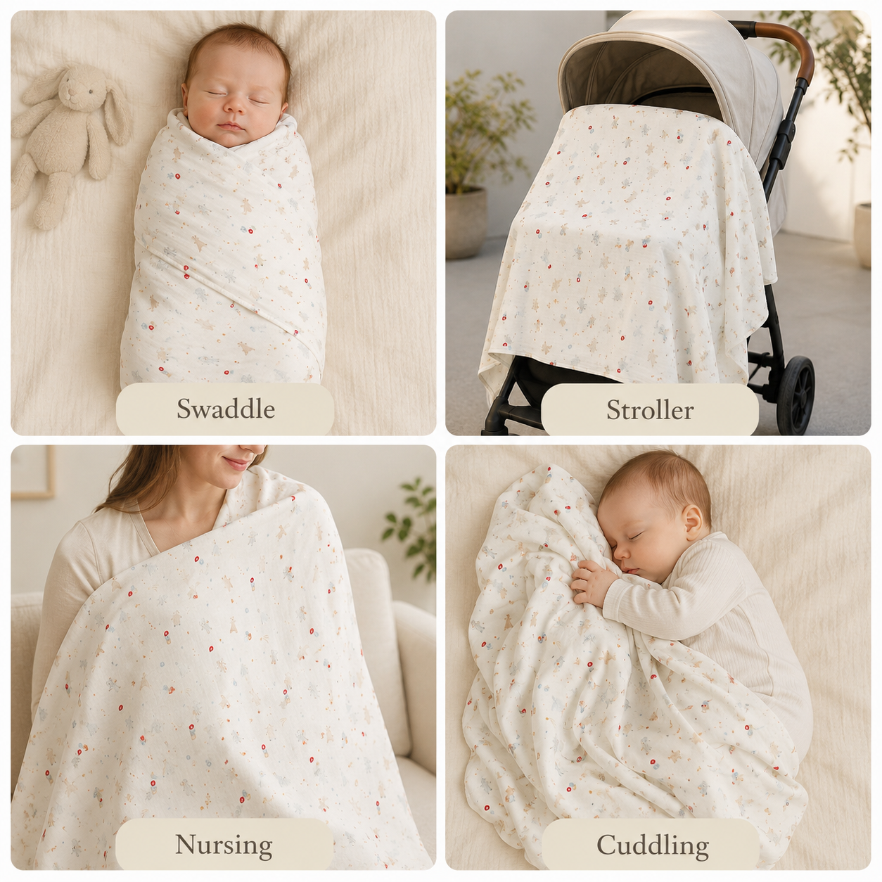 Organic Egyptian Cotton Receiving Blanket – Toy Shop Print