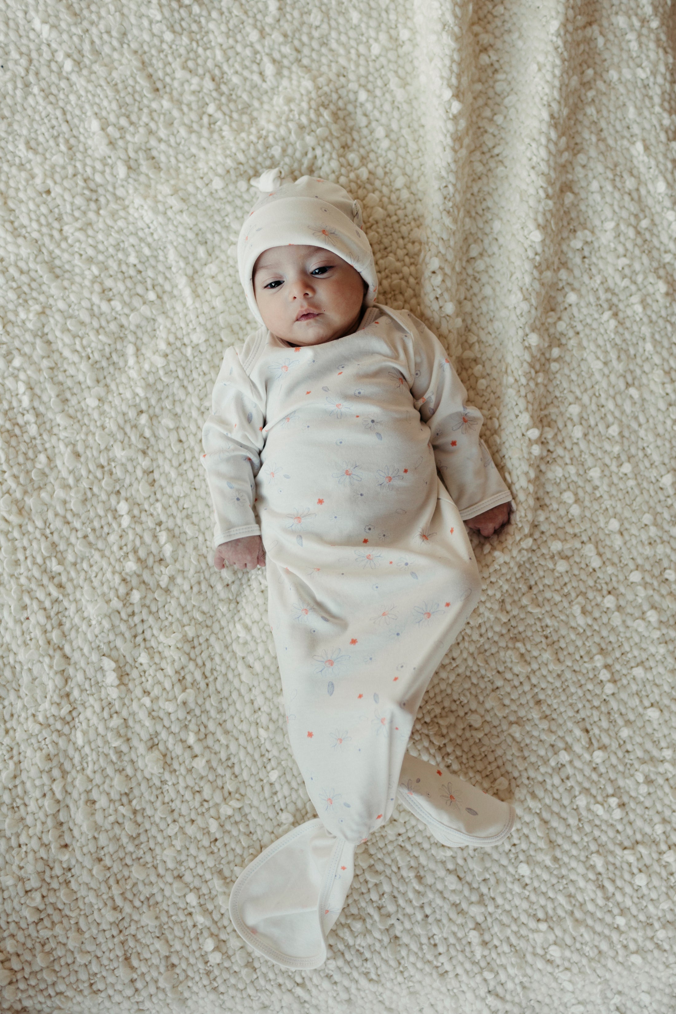 Knotted Gown & Beanie Set - Shadow Floral