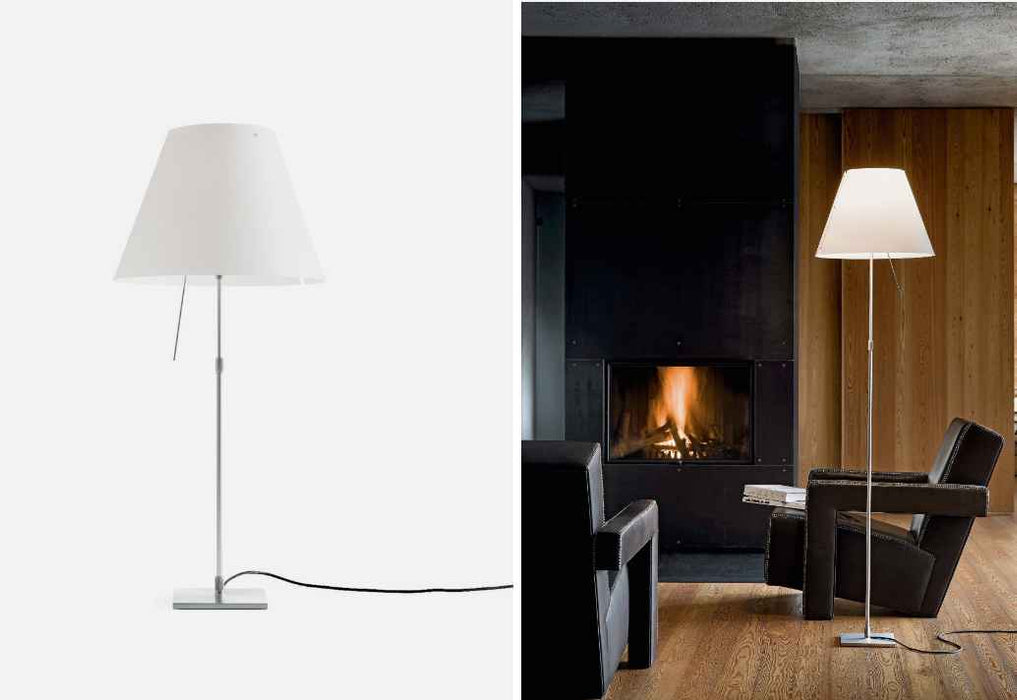 Costanza Tavolo Stelo Telescopico con Perno-Dimmer-Bianco Nebbia