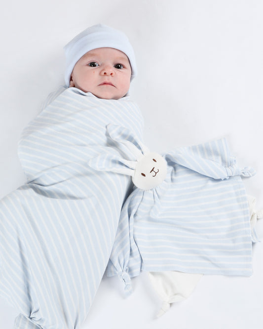 Lovey Bunny Blanket Friend - Pale Blue Stripe