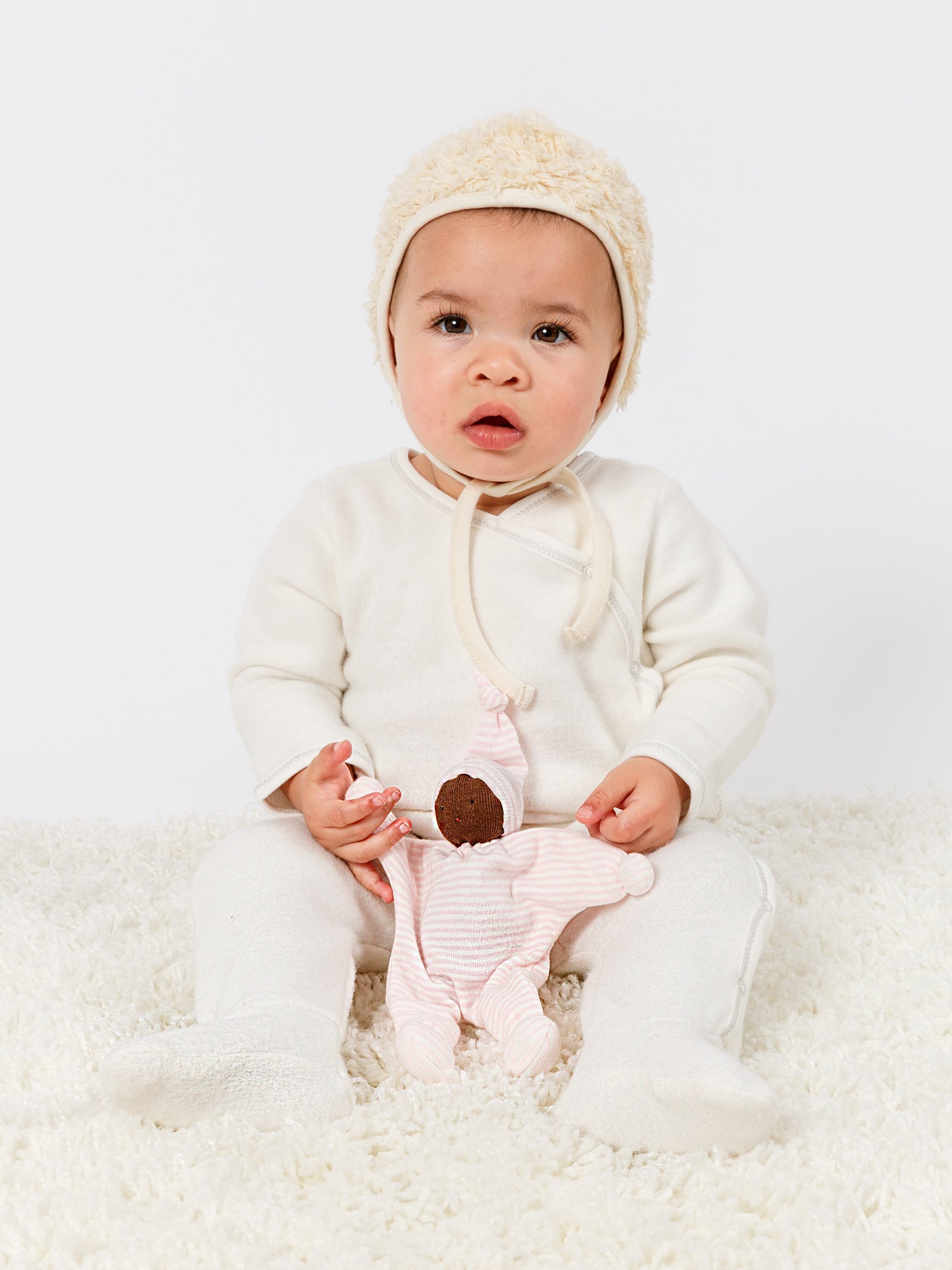 Baby Buddy Lovey - Brown Skin Pink Stripe