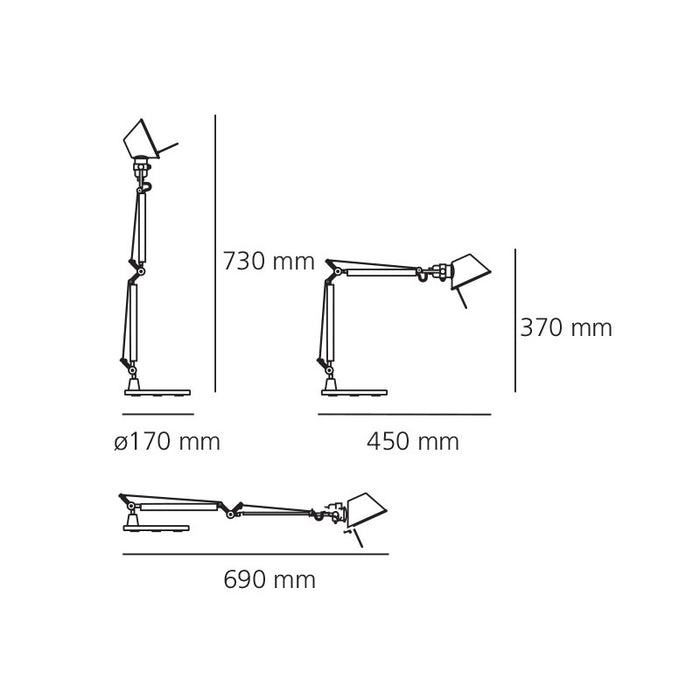 Tolomeo Tavolo Micro-Alluminio-Base